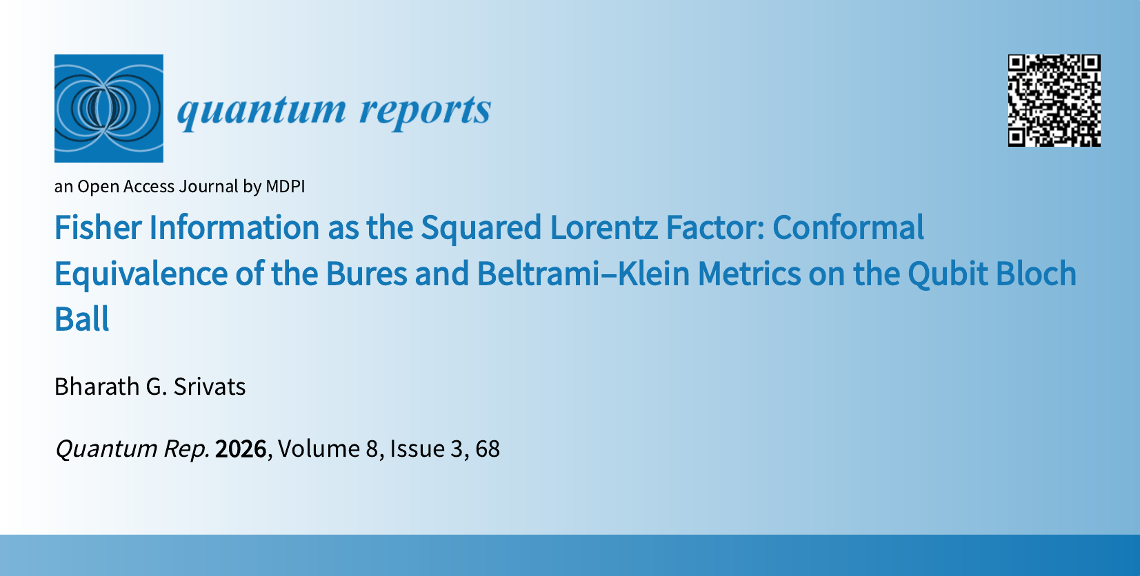 Fisher Information as the Squared Lorentz Factor, Quantum Reports (MDPI)