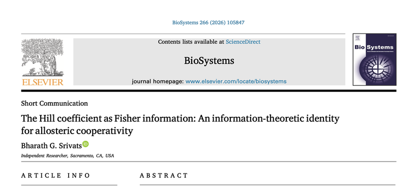 The Hill Coefficient as Fisher Information, BioSystems (Elsevier)
