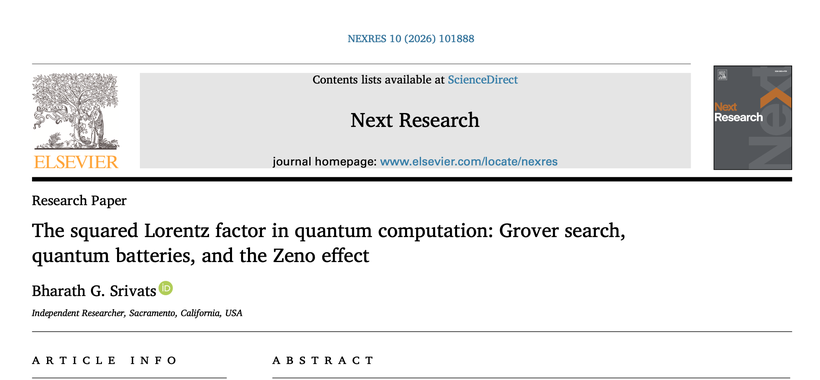 The Squared Lorentz Factor in Quantum Computation, Next Research (Elsevier)